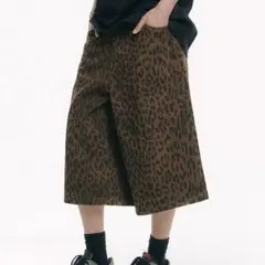 レオパード（ヒョウ）柄　ハーフデニムパンツ