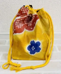 着物用巾着　巾着袋　和小物　巾着バッグ　黄色