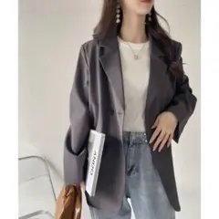 Ada. グレー ダブルブレスト テーラードジャケット　Lサイズ