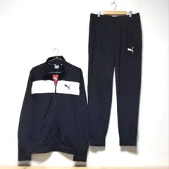 XL 新品　裏起毛　PUMA プーマ メンズ　上下セットアップ ブラック　白黒