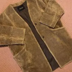 人気完売品 ジネス Jines ノーカラーボアコート ミドル丈 キャメル 日本製