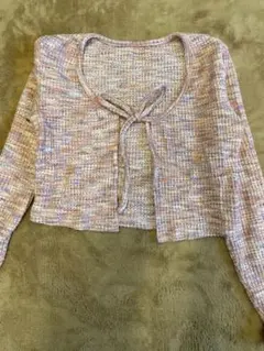 DAZY薄手ニットボレロ 前結びピンク　春物羽織