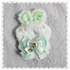 うさぎ耳ぬい服　10cm用　グリーン　立ち耳