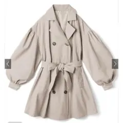 リボンベルト付きボリュームスリーブショート丈トレンチコート k8939a