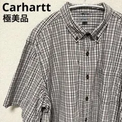 極美品 カーハート 半袖シャツ 2XL 大きめサイズ チェック BD 春夏秋