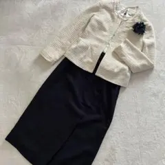 セレモニー　セットアップ　ノーカラーペプラムジャケット　ミディ丈スカートM