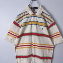 ポロバイラルフローレン　レトロボーダー　半袖　ポロシャツ　メンズ　古着