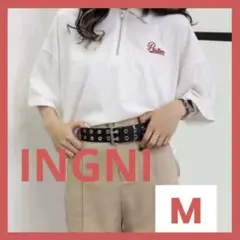 ✨INGNI ✨ハーフZIP胸刺繍ロゴ半袖Tシャツ Mサイズのサムネイル