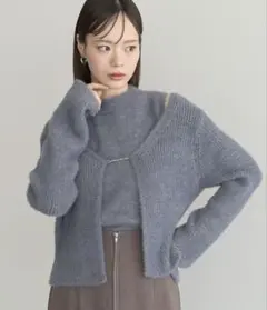 SET2点チャーム付きシャギーニット＋インナー