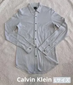 カルバンクライン　ブルーグレーのストライプシャツ