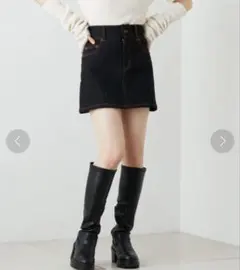 who's who Chico 台形デニムミニスカート　ブラック