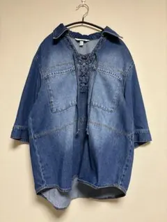 H&M EDITION デニムレースアップシャツ S