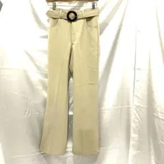 日本製 ベージュ ストレートパンツ ウエストベルト付 W70
