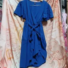 SHEIN CURVE 青い半袖のワンピース ひざ丈