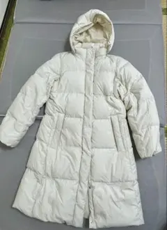 ユニクロ　プレミアムダウンコート　ホワイト フード付き ロング　送料込み