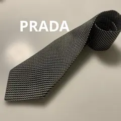箱付】PRADA プラダ ネクタイ 高級シルク 小紋柄 ダークネイビー