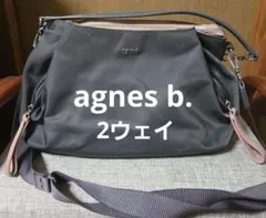 極美品】アニエスベー 2way ショルダーバッグ グレー ピンク 保証書付 