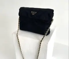 PRADA ナイロン チェーンバッグ ネイビー - メルカリ