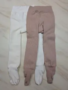 リブ編みキッズタイツ 2色セット 100cm~