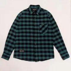 USA製 The VERMONT チェック ネルシャツ 長袖 緑黒系