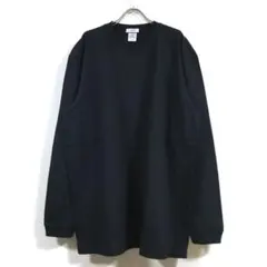 新品 ビッグ ロンT 長袖 Tシャツ 無地 メンズ ブラック 2XL