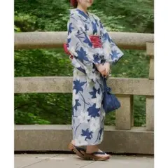 【新品】Chico★チコ 浴衣 帯セット／ユリ紺＋赤のサムネイル