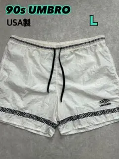90s UMBRO USA製 ナイロンショートパンツ ホワイト Lのサムネイル