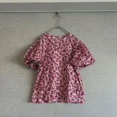 《美品》ZARAザラ☆バルーンスリーブフラワープルオーバー 赤ピンク