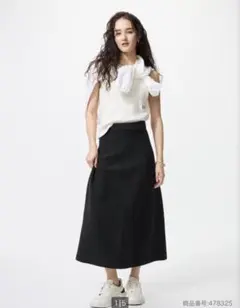 新品タグ付き　UNIQLO ウォッシャブルミラノリブフレアスカート　ブラック M