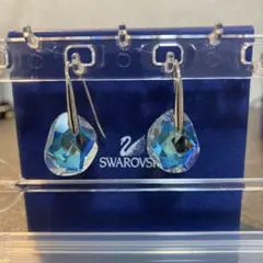 【箱付】スワロフスキー GALET オーロラ調 ブルー ドロップピアス