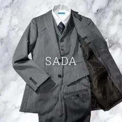 SADA オーダースーツ 3ピース セットアップ ヘリンボーン ウール グレー