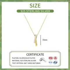 NS3 S925 クロス ネックレス　GD　18Kコート ダイア　ゴールド 棒