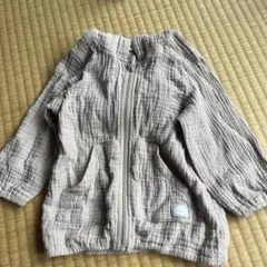 ミニボンボン フード付きアウター グレー　90㎝