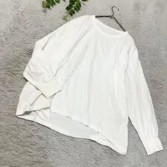 Crafted 長袖カットソー　ホワイト　L　シンプル　無地　袖リブ