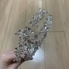 シルバー 花と葉 モチーフ ティアラ