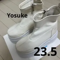 ホワイト 厚底 ハイカットブーツ