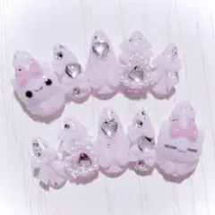 No.399　ネイルチップ 現品 量産型 地雷系 サブカル 平成女児 ピンク 猫