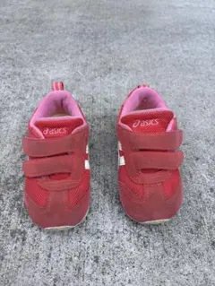 asics 赤 ベルクロ スニーカー