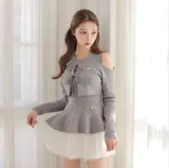 早い者勝ち♡ M me eme エムミーエメ　フェザーワンピース タグ付き 即日発送】M me eme エムミーエメ クラシカルドットティアード