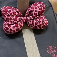 スクバに♡可愛い♡一個700円！ リボン型♡ピンクヒョウ柄♡デカリボンゴム！！のサムネイル
