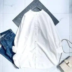 美品 SALON adam et rope オーバーサイズシャツ バンドカラー