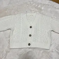 ホワイト ケーブル編み カーディガン 140