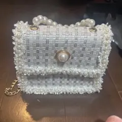 ホワイトツイードパール　GRL 2Wayツイードパールチェーンショルダーバッグ