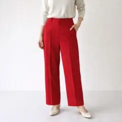 【S】スラックス センタープレス ワイドストレート 後ろゴム フルレングス