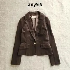 エニィスィス　スエードテーラードジャケット　ビジューボタン　茶　M
