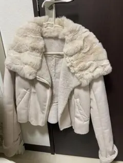 ロイヤルパーティ★ファー付きムートンライダースコート Sサイズ