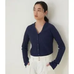 【ADAM ET ROPE'】アダムエロペ バックボタンリブプルオーバー