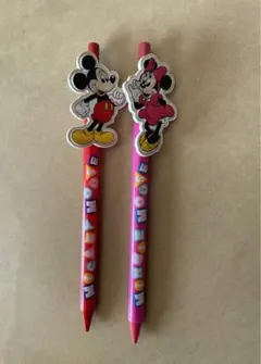 【レア】ミッキーマウス　ミニーマウス　シャープペン　マスコット付き　レトロ