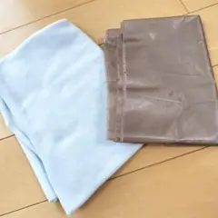 はぎれ生地2枚 タオル地風＆つるつる生地 伸縮素材 薄手 大判 裏地 まとめ売り
