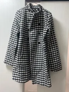 【新品未使用】半額以下！ブラック・ホワイトチェック Aラインコート